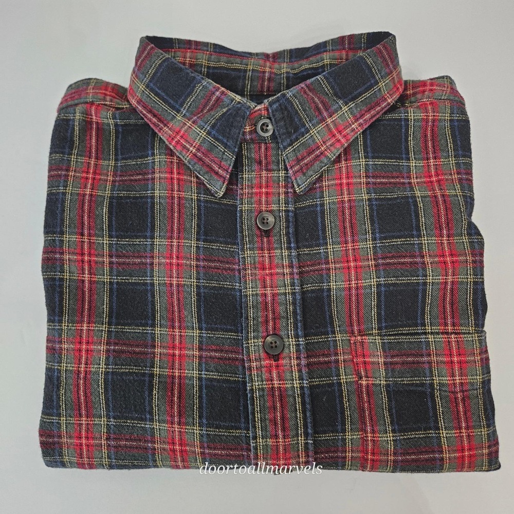 Vintage L.L.Bean Plaid Flannel Shirt 100% Cotton SOFT Men sz Large Canada